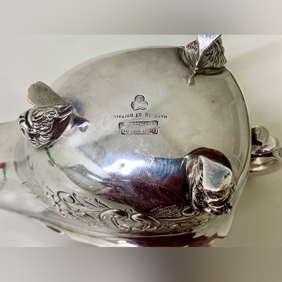 Early 20th Century Vtg Ornate Lion Head Silver Plated Copper Footed Gravy Boat - Picture 10 of 16